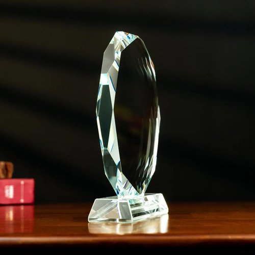 Lucy Engraving Personalized Crystal Award with Text & Logo, Free Design Assistance – Engraved Gift for Employee, Coworker Appreciation, Retirement – Custom 6" Glass Trophy & Plaque