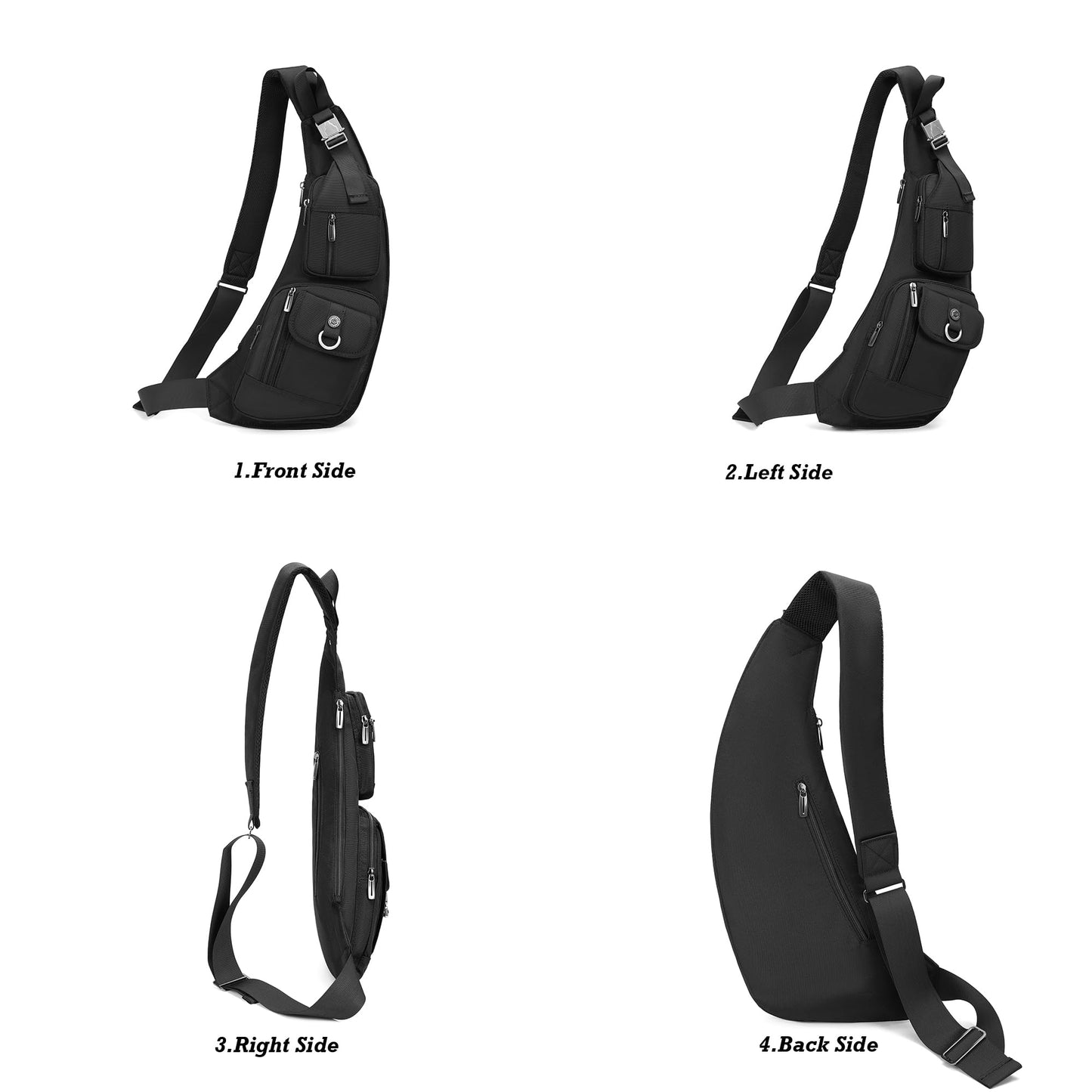 NICGID Sling Bag Chest Shoulder Backpack Crossbody Bags Casual Daypack for Men Women (Black-014)