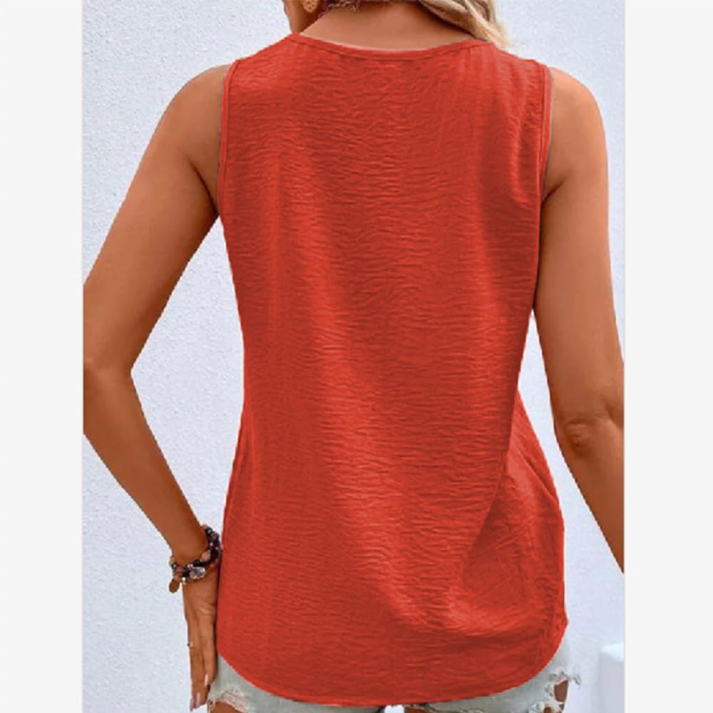 Tank Top for Women 2025 Fashion Loose Summer V Neck Sleeveless Tee Shirts Basic Casual Outfits Clothes Red