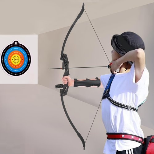 Archery B ow for Adult Beginner, 40lbs Right-Handed B ow Recurve B ow Kit Bow and Arrow Kit with Finger Guard Black
