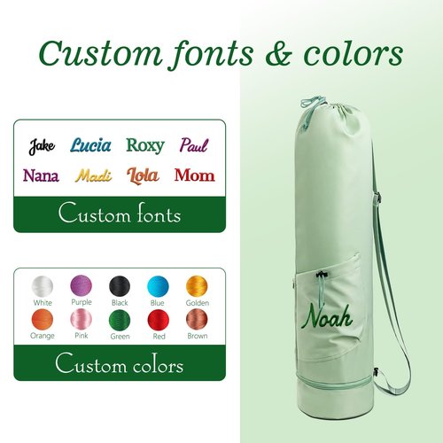 Personalized Yoga Mat Bag with Custom Embroidery Name - Extra Large 30L Waterproof Fitness Carrier w/Adjustable Strap, Wet/Dry Pockets, Phone Holder & Water Bottle Pocket for Women & Men (Pink)