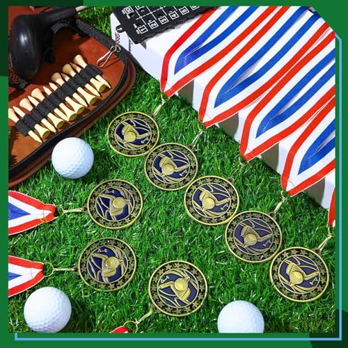 Golf Award Medals with Neck Ribbons 12 Pack - Participation Trophies for Kids & Adults