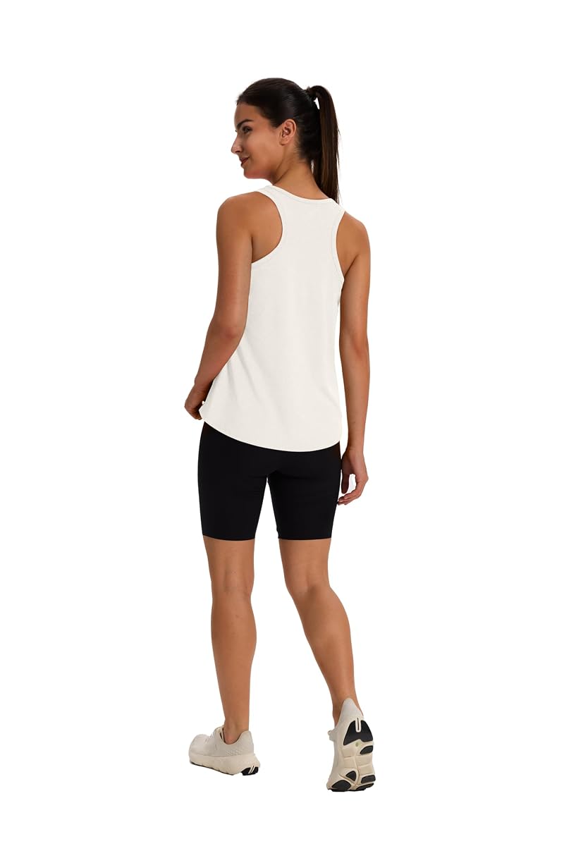 WIHOLL Women's Workout Tank Tops - Sleeveless Racerback Gym Yoga Running - Cream, Size M