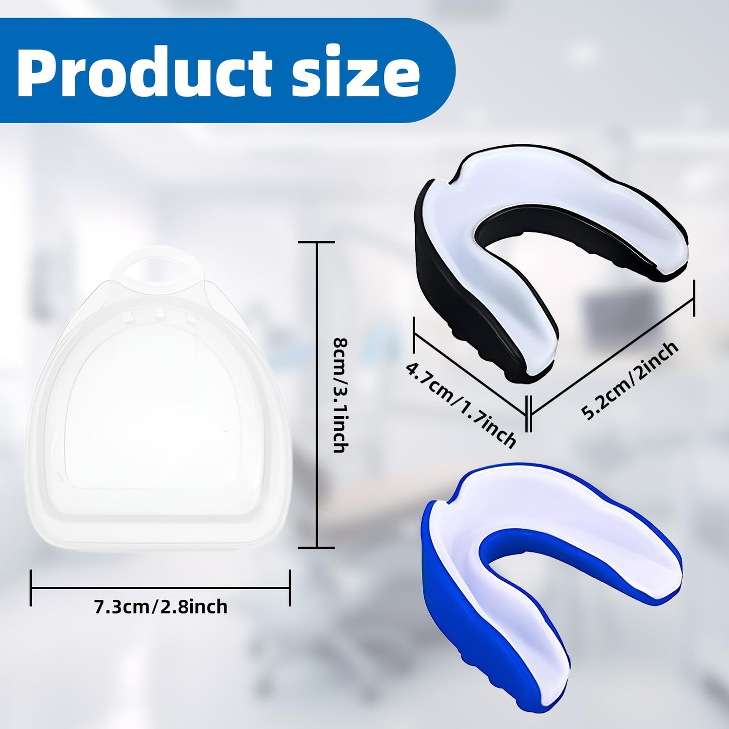 2 Pack Sports Mouth Guard for Kids and Youth - Mouth Protection Athletic Mouthguard with Case (BPA Free) for Boxing Football Hockey Karate Rugby for Boys Girls Sports Supplies (Blue&Black)