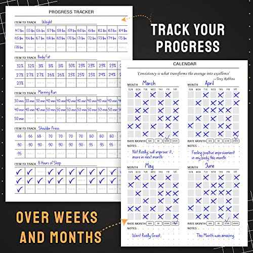 Nextnoid Hardcover Fitness Journal Workout Planner for Men & Women - A5(5.7" x 8.3") Sturdy Workout Log Book to Track Gym & Home Workouts