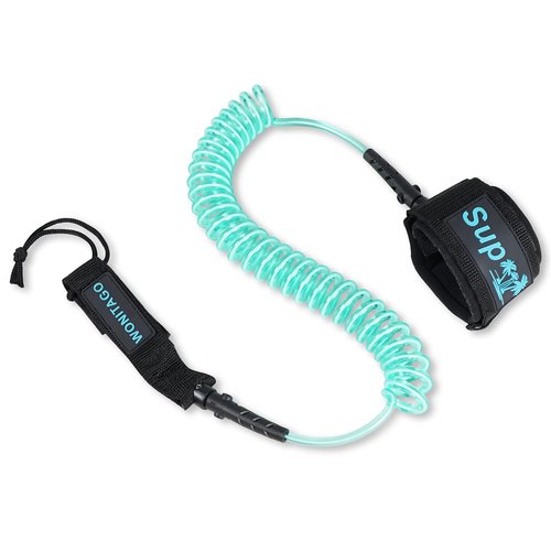 LINGVUM Coiled SUP Leash Premium Stand Up Paddle Board Leg Rope Wrist Strap Surfboard Leash for Paddleboard, Shortboard, Longboard