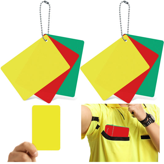 2 Sets Referee Penalty Cards Football Referee Card Sets Soccer Warning Ejection Delay Green Red and Yellow Cards for Sports Game Officials Kit