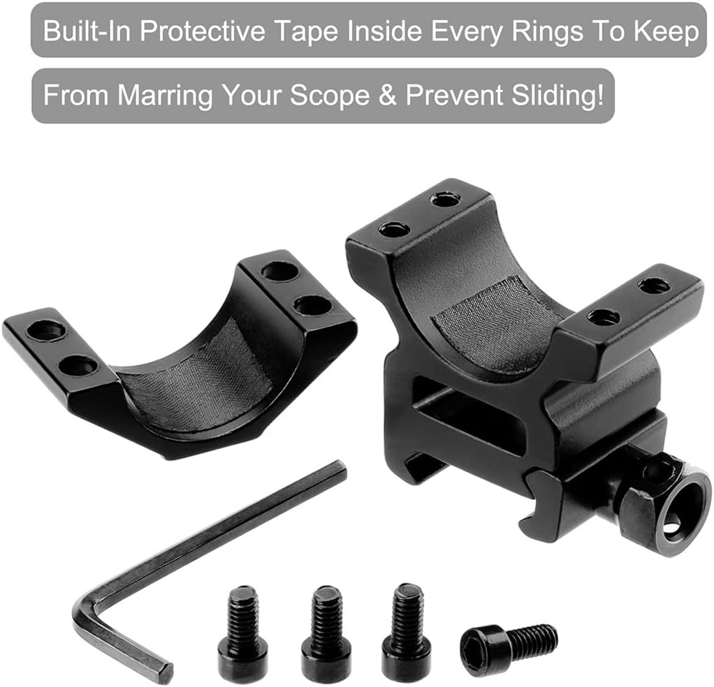 1'' Scope Rings, 2Pcs High Profile or 2Pcs Medium Profile 1 Inch Scope Mount Rings for Picatinny Rail
