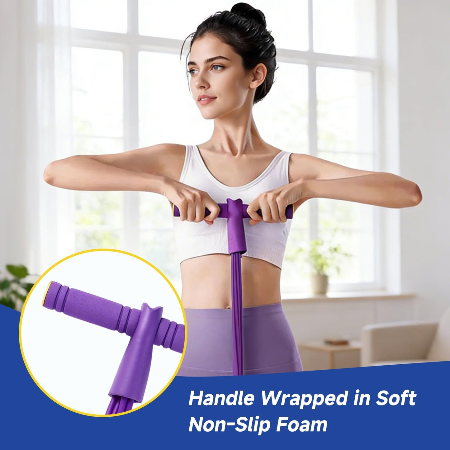 Pedal Resistance Band with Handles, 8-Tube Full Body Home Workout Trainer