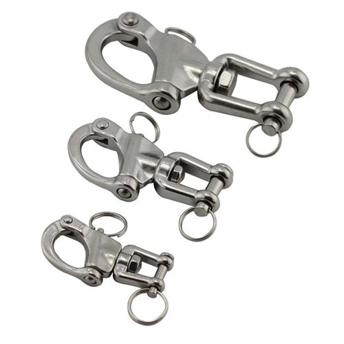 NRC&XRC Pair 2-3/4in(70mm) Jaw Swivel Snap Shackle 316 Stainless Steel for Sailboat Spinnaker Halyard &Diving