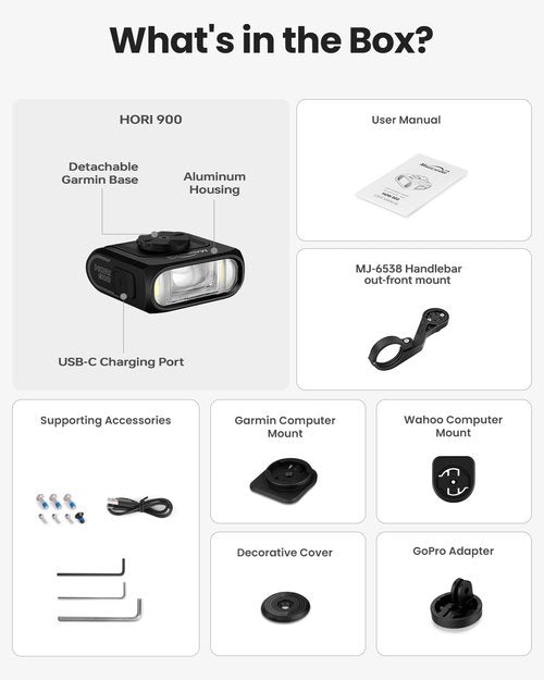 Magicshine Hori 900 Dual Mounted Bike Light 900 Lumens Super Bright Independent DRL Fast USB-C Charging IPX6 Waterproof Rating Bicycle Headlight