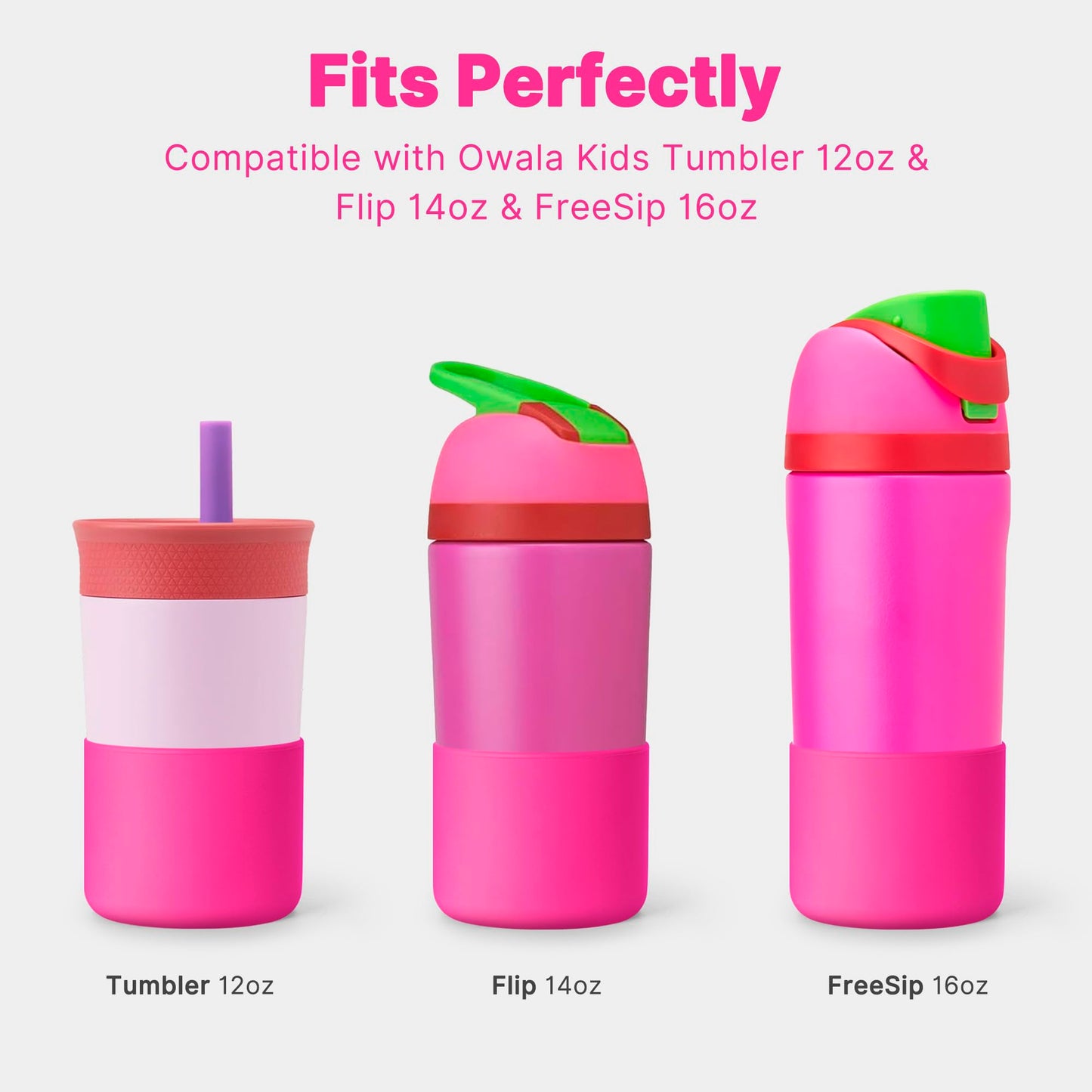 Diumepo Silicone Boot for Owala 14/16 oz Water Bottle, Anti-Slip Protective Sleeve for Owala 12 oz Tumbler, Boot Bottom Base fit Flip 14 oz Insulated Stainless-Steel Water Bottle (Rose Red)