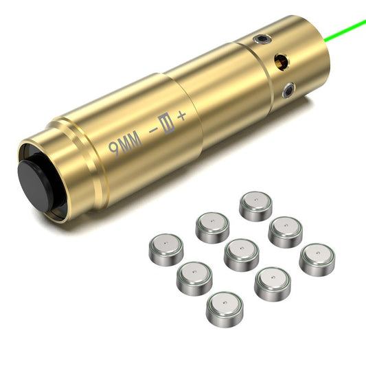 Feyachi Switch Bore Sight 9mm Green-Dot Laser Zeroing Bore Sighter Pistol Laser Boresighter with 3 Sets of Batteries
