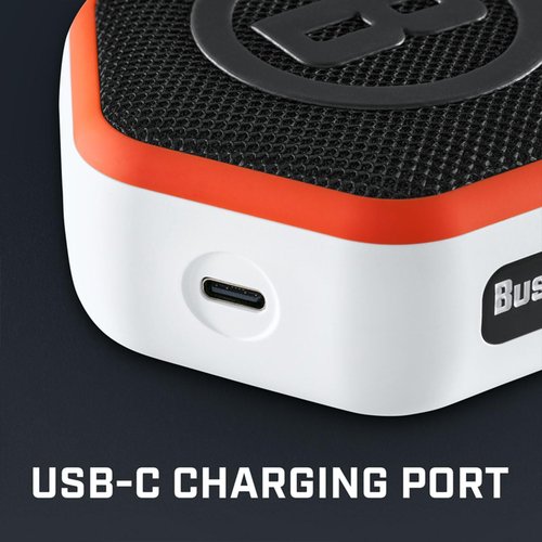 Bushnell Golf Wingman Mini GPS Speaker (Orange/White) | Magnetic Mount, Music & Audible Distances for 38,000+ Courses, Carabiner Clip, Waterproof, 36-Hole Battery, with Signature Series Golf Towel
