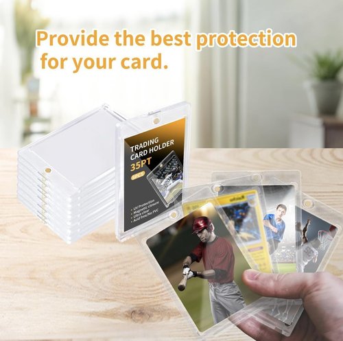 Neetbu Ultimate 35pt One-Touch Magnetic Card Holder with UV Protection ??Hard Plastic Sports/Game Card Protector Case for Collectibles, Trading Cards & Gaming Cards (20,30,40-Pack, White) (40)