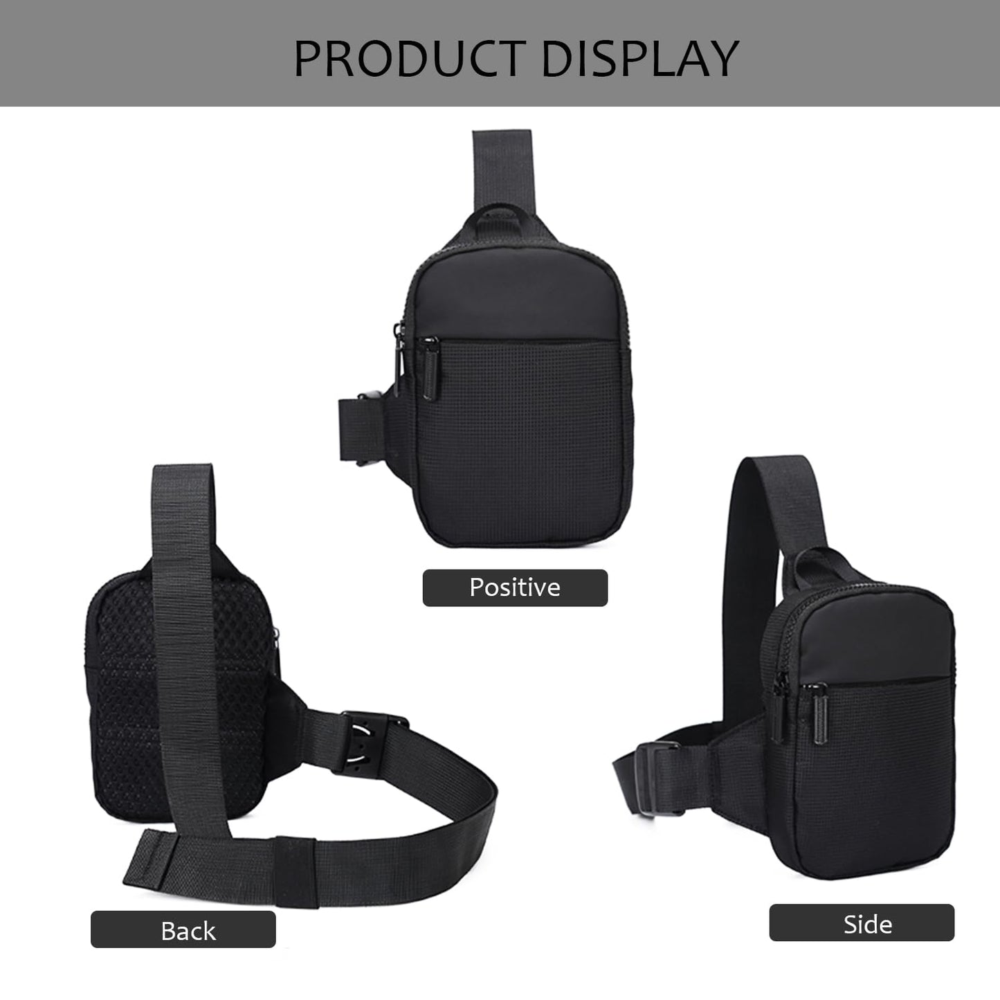 REMUMULUS UnisexAdult Small Crossbody Messenger Bag Durable Sling Crossbody Backpack daypack for Men Women(BLACK)