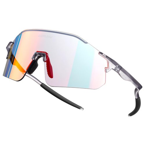 ACRUNU Cycling Glasses with Night Glow Photochromic & Anti-Fog Lens UV400 Protection HD Vision for Cycling Driving Unisex (Gray-colorful)