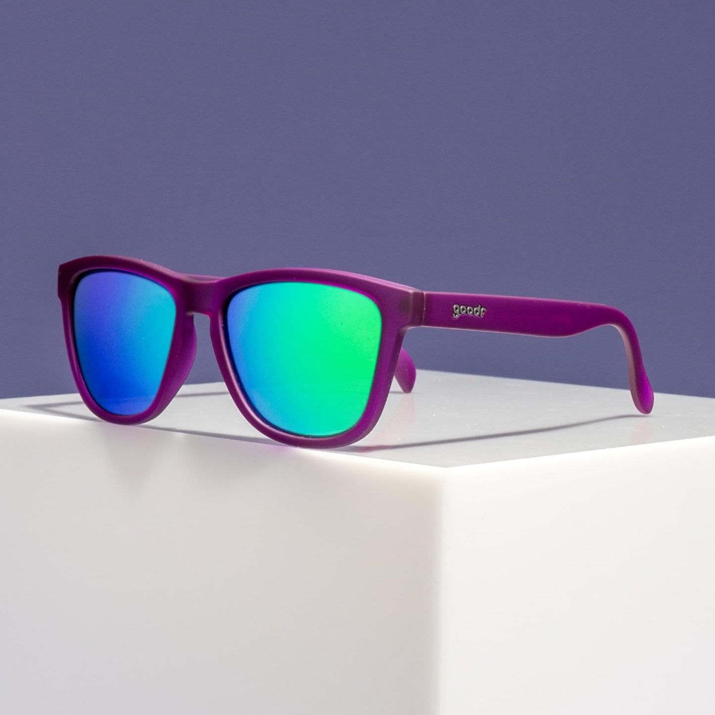 goodr Gardening With a Kraken Polarized Sunglasses, Medium Sized (OG), Dark Purple Translucent Lens with Light Green Mirrored Reflective Lens, UV400 Protection, No Slip, No Bounce