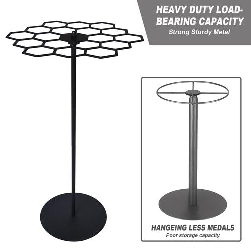 Rotatable Medal Hangers Display, Tabletop Medal Holder Rack Over 45+ Medals Capacity, Ideal for Sports Marathon Races Runners, Cheer, Gymnastics, Soccer, Softball - Easy Hanging Metal