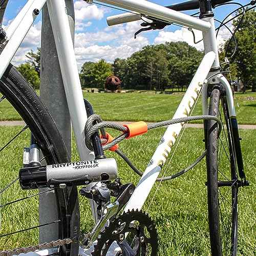 Kryptonite Kryptolok Mini-7 Bike U-Lock with Cable, Heavy Duty Anti-Theft Bicycle U Lock, 12.7mm Shackle and 10mm x4ft Length Security Cable with Mounting Bracket and Keys,Black / Steel