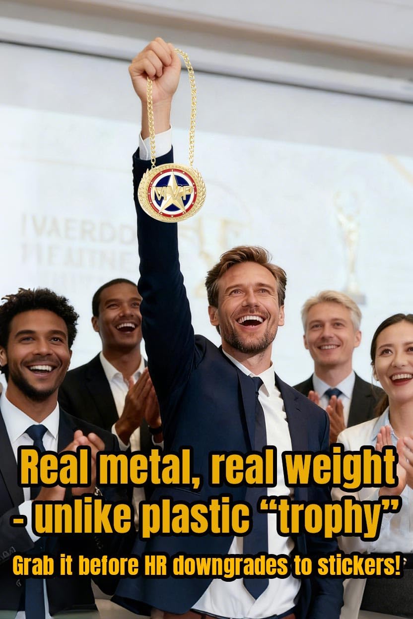 BSTWARM 6" Heavy Duty Champion Awards Medal Trophy - MVP Big Gold Turnover Chain for Football Fantasy Basketball Soccer Sports Achievements Necklace Athlete Prize Gifts
