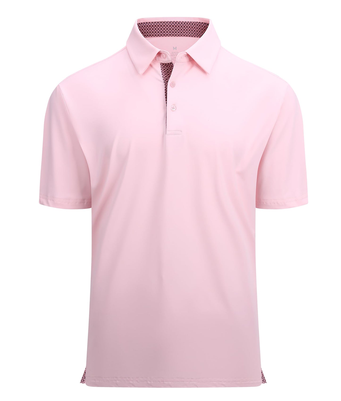Mens Golf Shirt Quick-dry Solid Short Sleeve Polo Shirts,Lt Pink,L