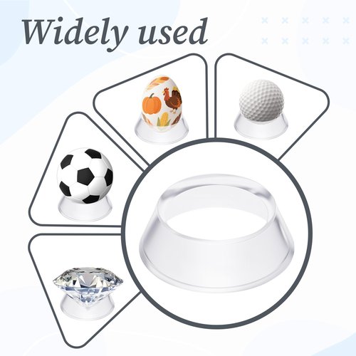 FdcLixuvol 16 Pcs Acrylic Baseball Stand, 1.34 Inch Clear Ring Ball Sphere Stand Egg Crystal Holder Display Stands for Soccer, Basketball, Football, Volleyball, Softball, Bowling Ball, Collections