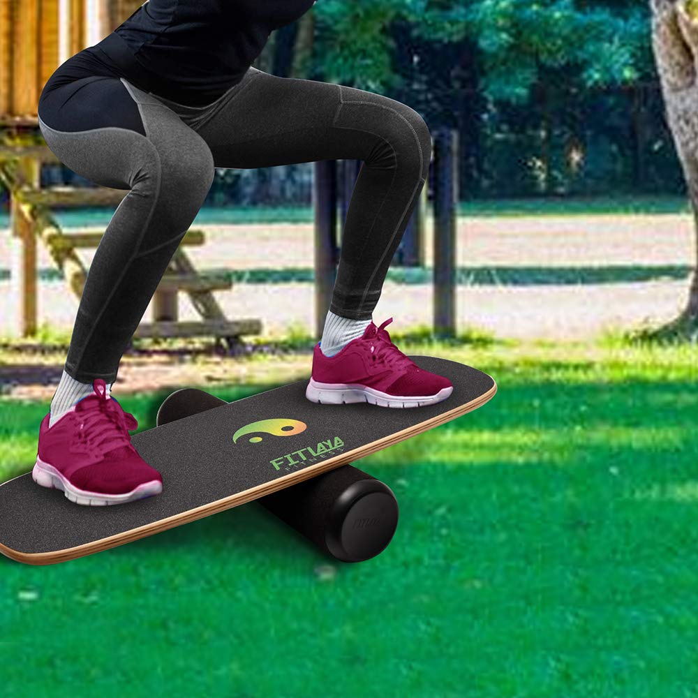 Fitlaya Fitness Balance Board Trainer Wooden Training Equipment for Fitness Workout, Hockey‎, Skateboarding, Surfing and Snowboarding (YING YANG)
