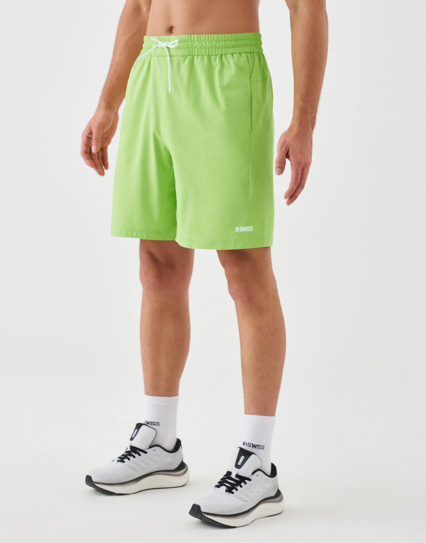 K-Swiss Men's Athletic Running Shorts - Lightweight Breathable Workout Shorts Sports Gym Basketball 7", Neon Green M