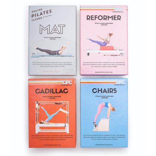 OnlinePilatesClasses Pilates Reformer Deck with Free Video Tutorials, Fitness Flash Cards with 79 All-Levels Cards for Home Gym Exercise, Reformer Not Included