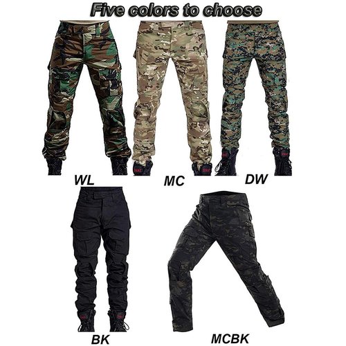 H World Shopping Military Army Tactical Airsoft Paintball Shooting Pants Combat Men Pants with Knee Pads Jungle camo (M-32W)