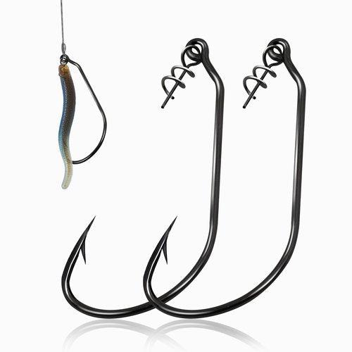 FishTrip Swimbait Hook, 25Pcs Twist-Lock Worm Hooks with Centering Pin Spring Weedless Hook for Soft Plastic Lures Baits Bass Fishing 3/0