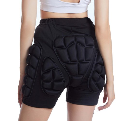 3D Protection Hip Butt EVA Paded Impact Shorts Women or Men Protective Gear Guard,Impact Pad Crash Pad Pants for Roller, Inline, Ice Skating, Snowboarding, and Skiing Black (L)