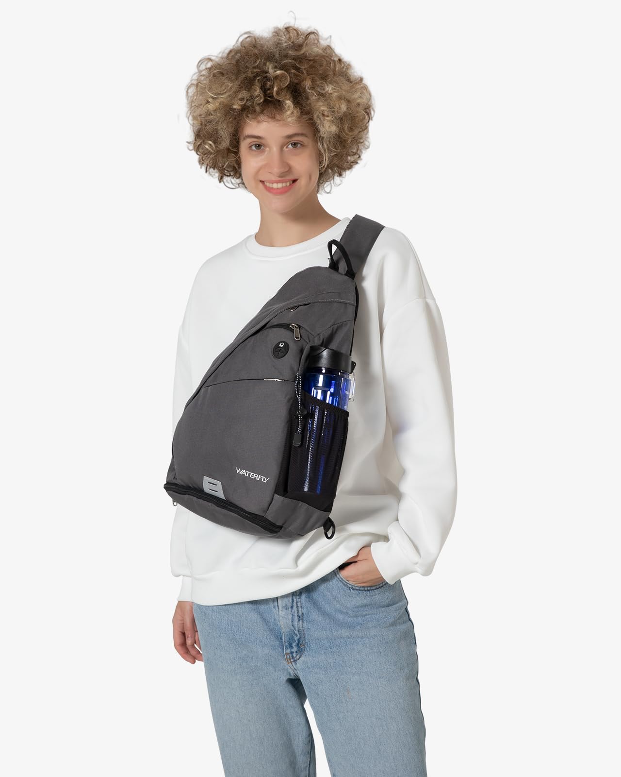 WATERFLY Sling Bag Sling Backpack Small Crossbody Shoulder Bag for Men Women Traveling Cycling Hiking Daypack