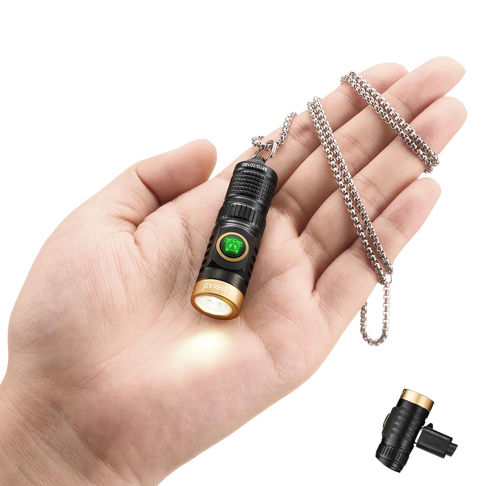 Yemao Rechargeable Keychain Flashlight with Chain, 600 Lumens Mini LED Flashlight,Small EDC Light Easy take with Pocket or Attach to Keyring, Bag, for Everyday Carry and Emergency(Mini)