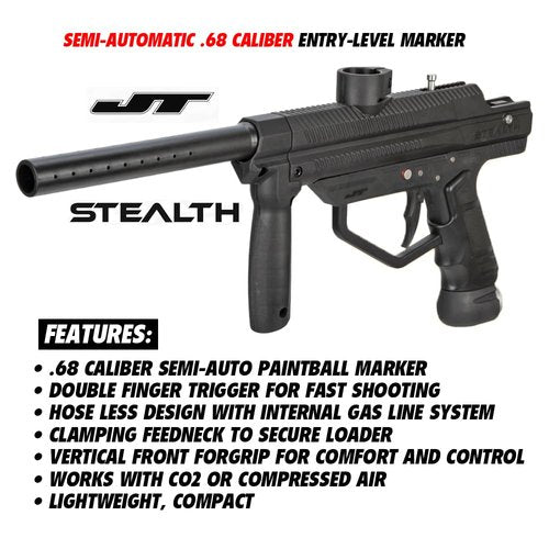 Maddog JT Stealth Semi-Automatic .68 Caliber Bronze CO2 Paintball Gun Starter Package - Black