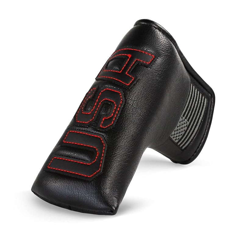 Golf Putter Head Cover Leather Magnetic Blade Headcover — Fits Most Brands