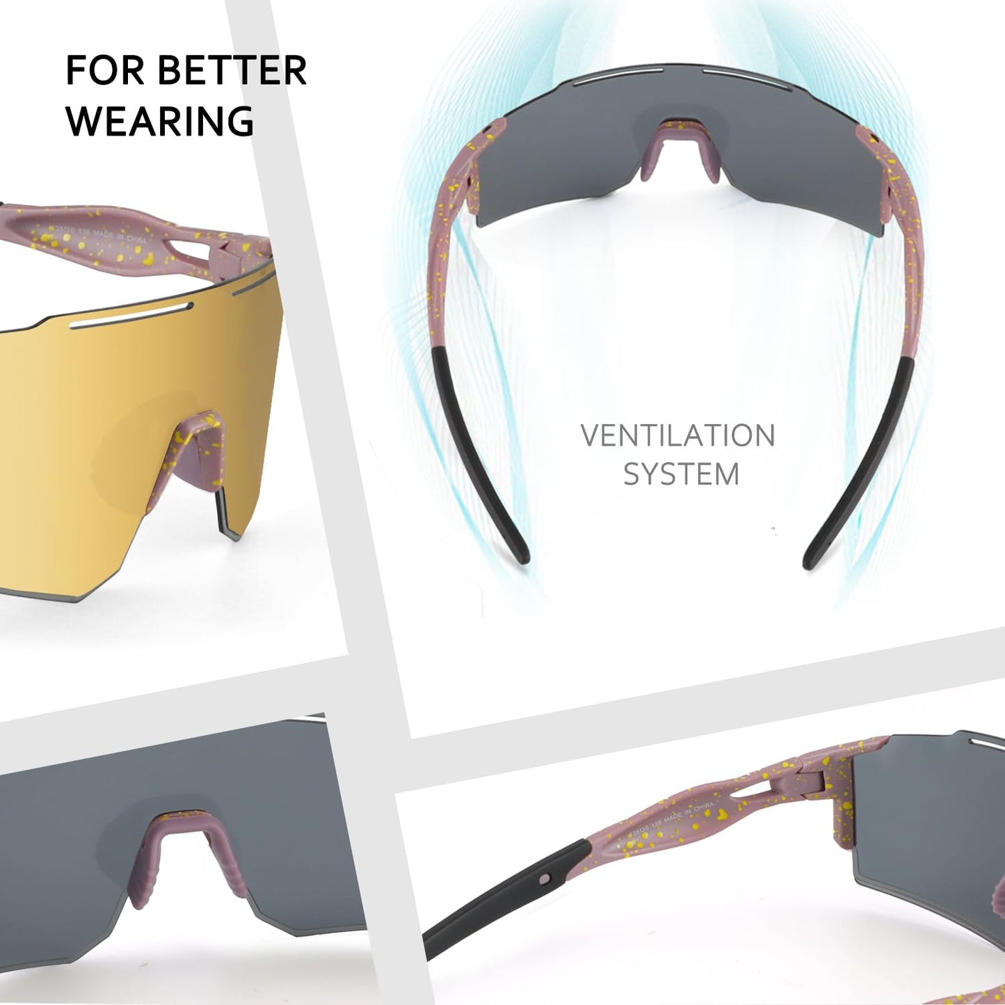 Ukoly Cycling Sunglasses for Men Women with Interchangeable nosepad, Polarized Sports Sunglasses, Baseball Sun glasses 550A XGP