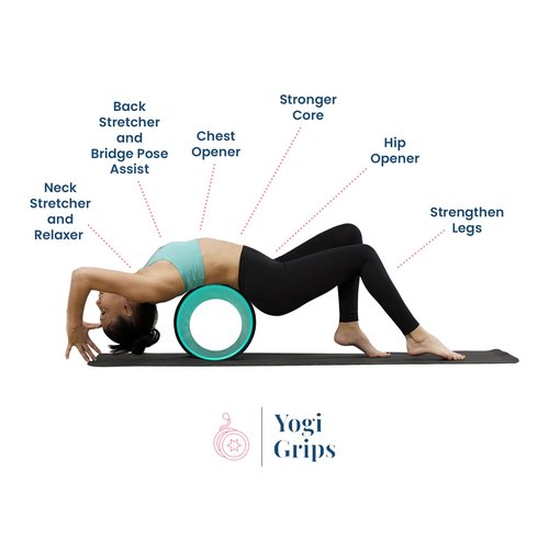 YOGI GRIPS Back Roller Wheel- Foam Padded Back Stretcher Wheel with Center Spine Cradle-Back Pain & Stretching- Deep Tissue Massage Roller (Set of Four)