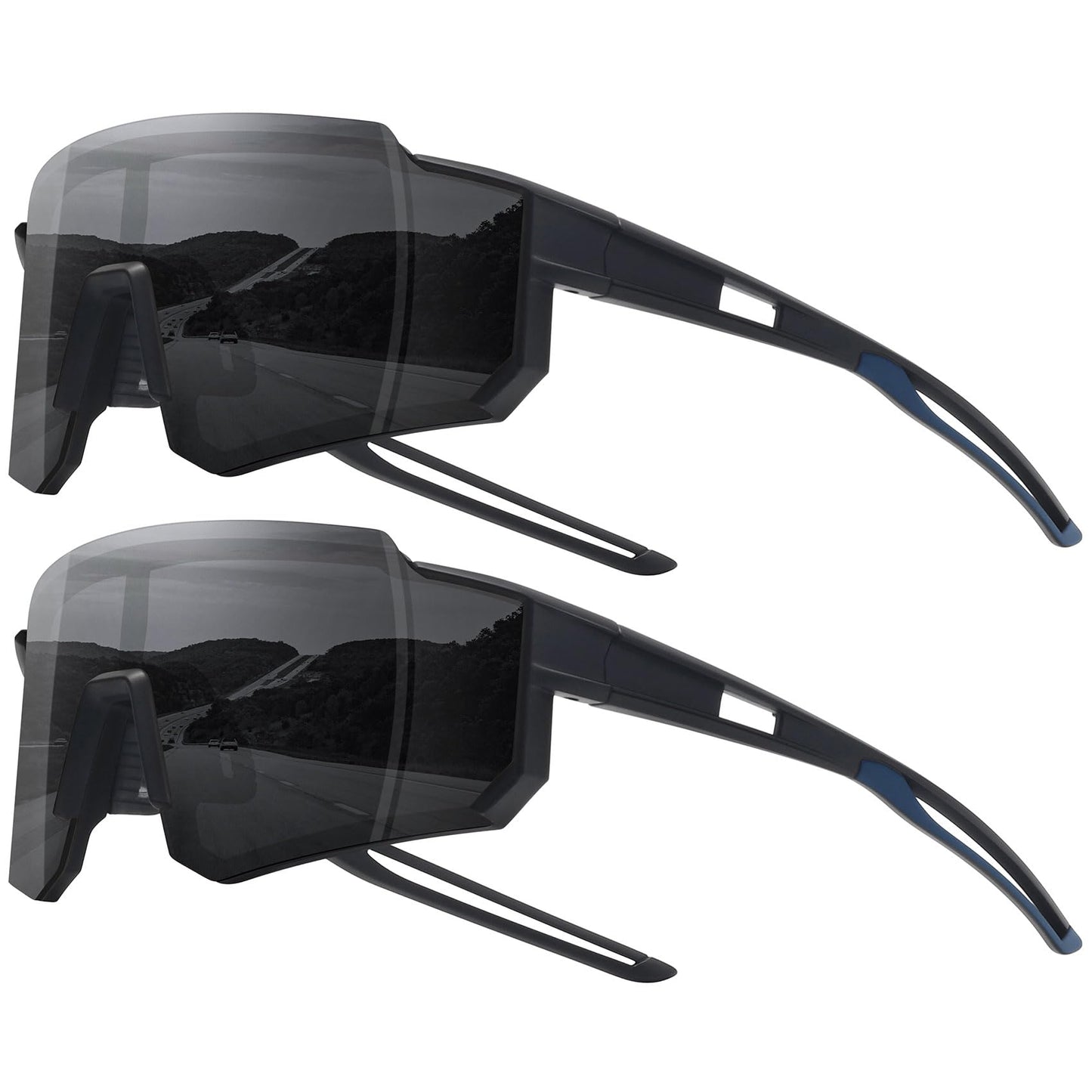 STORYCOAST Sports Running Sunglasses for Men Women Cycling Driving Fishing Bike Sunglasses Polarized UV400 Protection 2Pack Black/Gray+Black/Gray