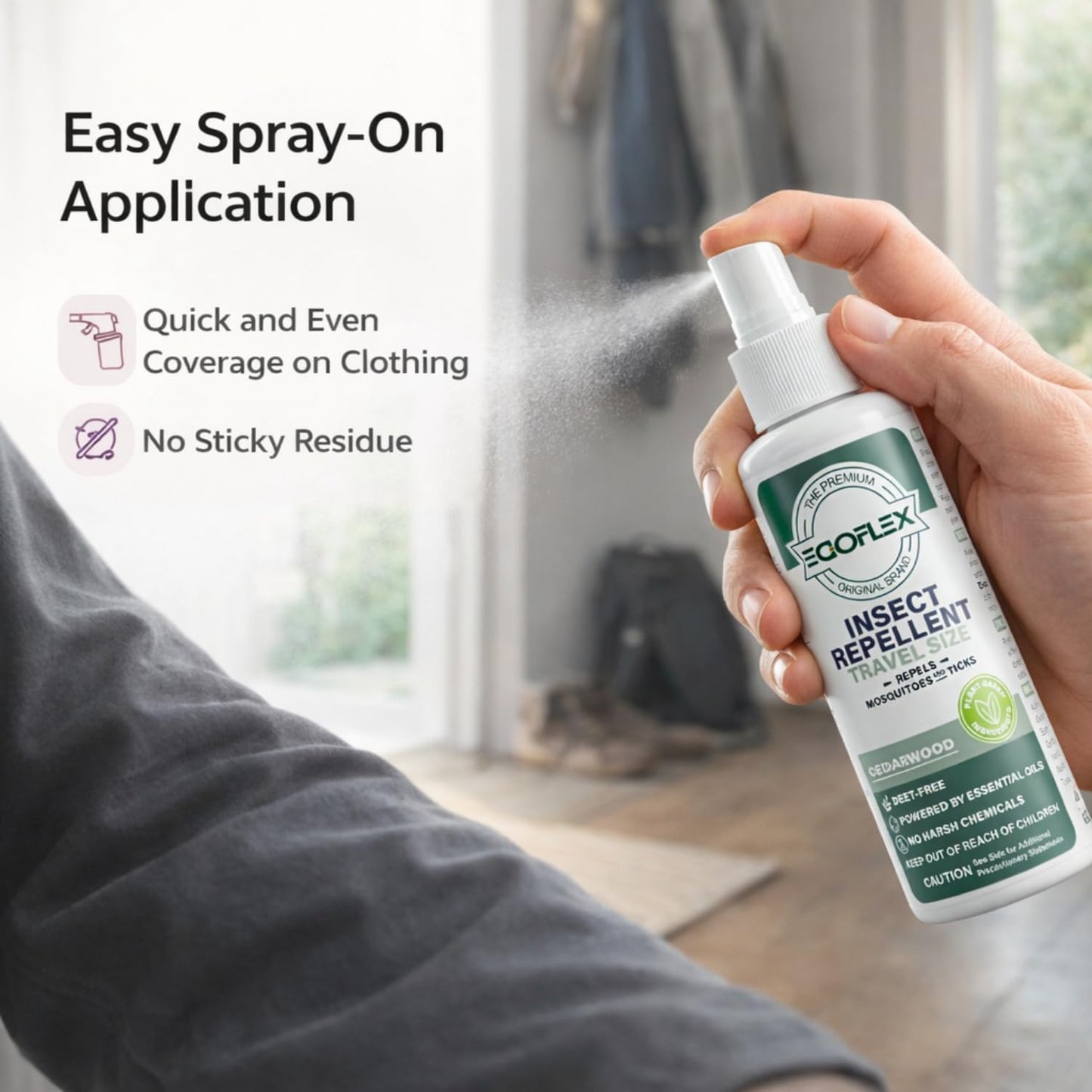 3-Pack Mosquito Repellent Spray - DEET-Free Bug Spray Travel Size TSA Approved - Mosquito, Tick & Insect Killer Deterrent with Natural Essential Oils - Cedarwood Scent - Safe for Family - 3 Fl Oz