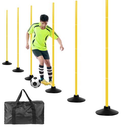MEILANHUI Soccer Agility Poles, 6Pcs Agility Poles with Rubber Bases and Bag Detachable Agility Training Equipment for Football, Rugby, Basketball, Indoor & Outdoor