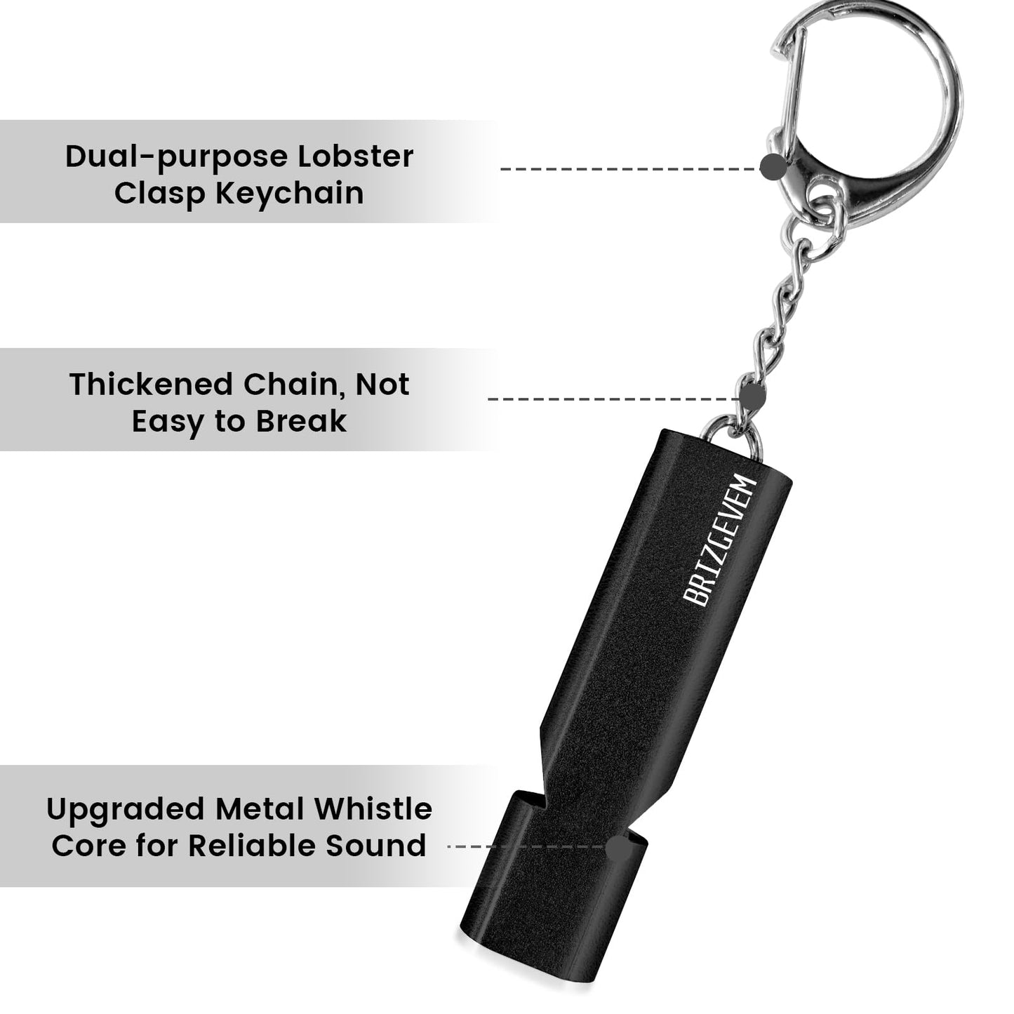 BRIZGEVEM 120dB Aluminum Emergency Survival Whistle with Lanyard & Keychain