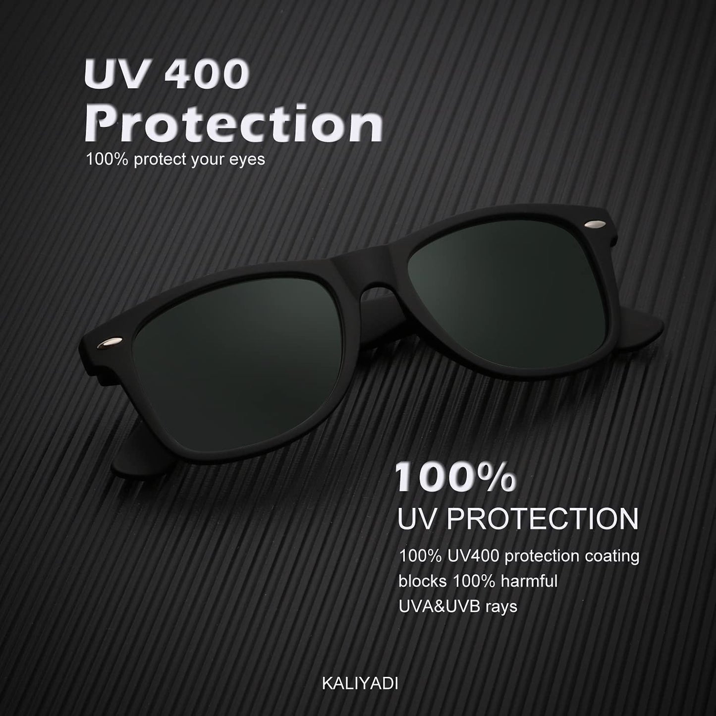 KALIYADI Sunglasses Men Polarized Sunglasses for Mens and Womens, Unisex Sun Glasses for Driving and Fishing, Retro Sunglasses UV Protection (Black/G15/Brown)