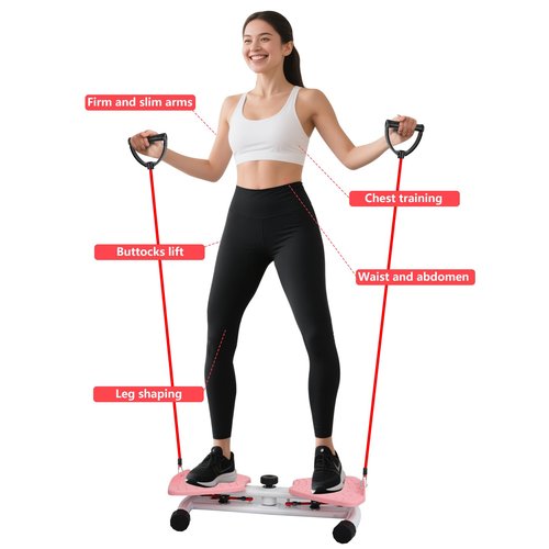 Waist Twisting Machine,Ab Twister Board for Women Belly Fat,Noiseless Waist Training Machine with Resistance Bands,Ab Machine for Home Gym(PINK)