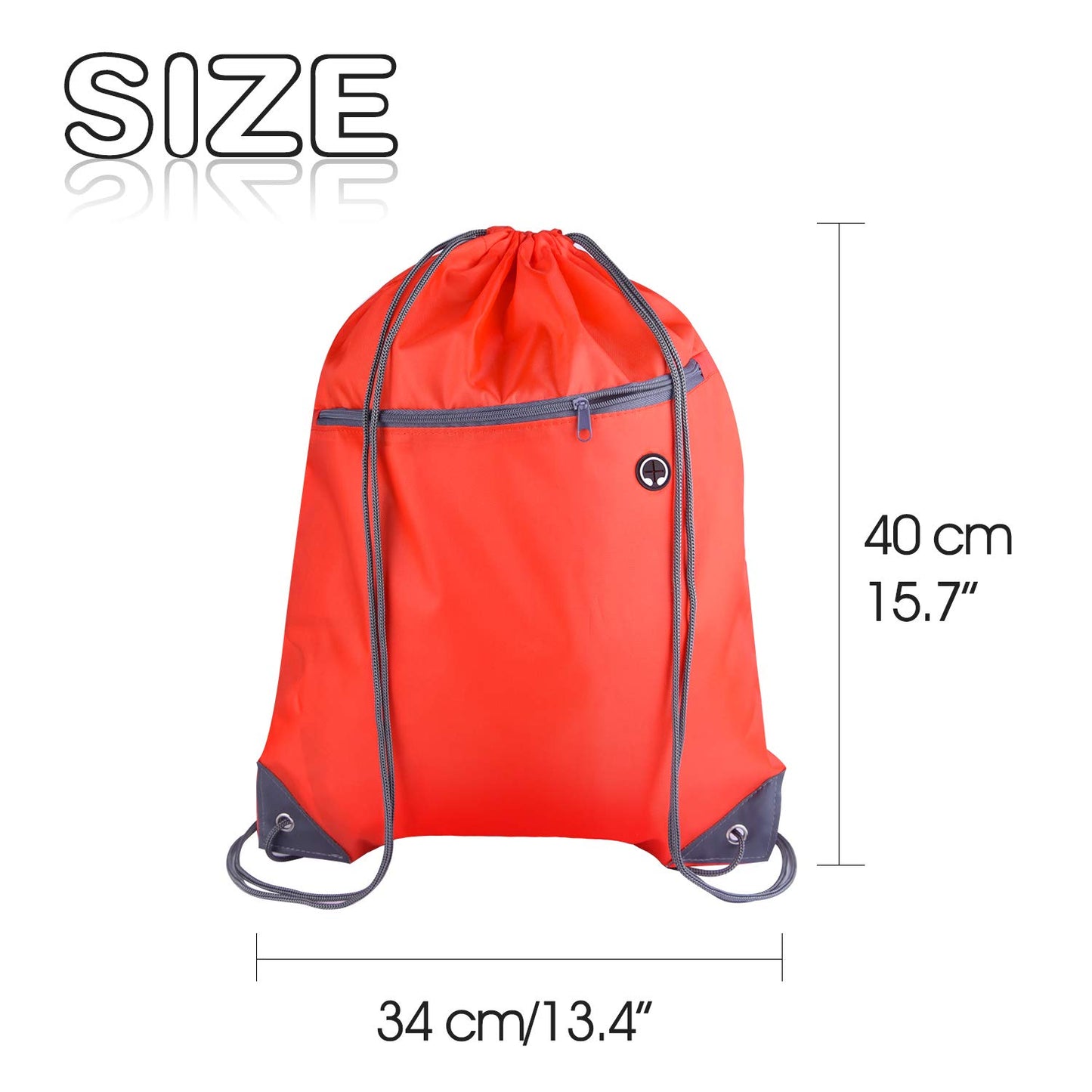 KUUQA 12Pcs Drawstring Backpack Bags Bulk with Zipper Pocket Christmas Gift Bag（Red）