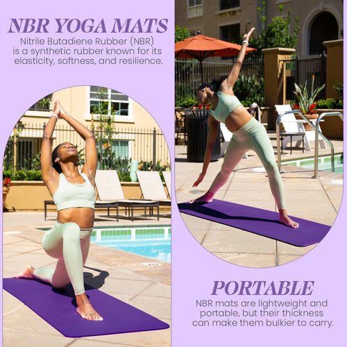 Yoga Mat with Carry strap for Floor Excercises | NBR | Everyday Yoga | Indoor & Outdoor Excercises | Male Female Fitness | Extra Cushion | Premium Quality | Environmenal Safe (Purple)