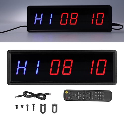 LED Gym Training Clock at Intervals, Remote Chronometer for Home Training, Aluminum Alloy