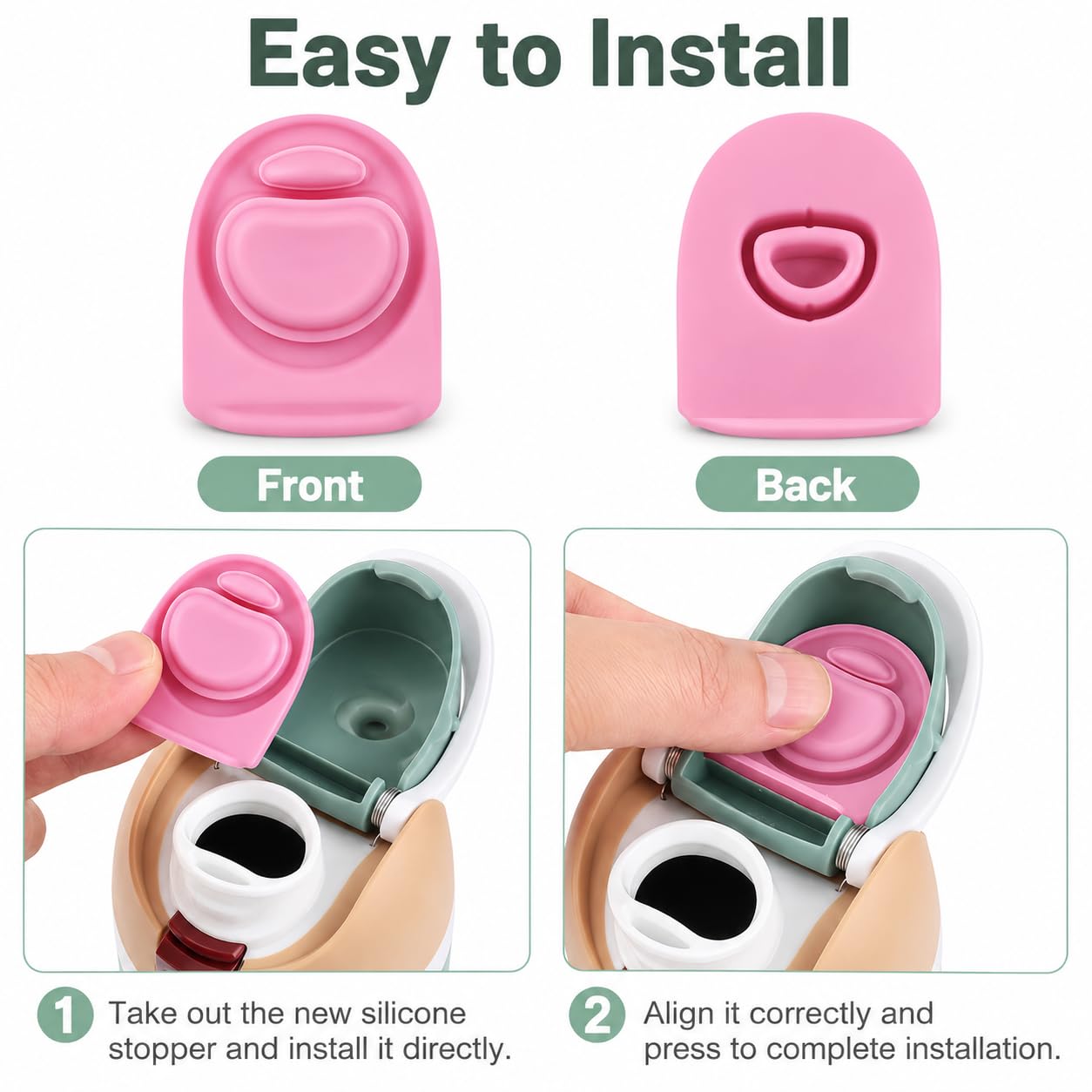 Joshey 6 Pack Rubber Seal Replacement Stopper, Compatible with Owala Freesip 24oz 32oz Water Bottle Spout Cap-Silicone Gasket Replacement Parts (Pink)