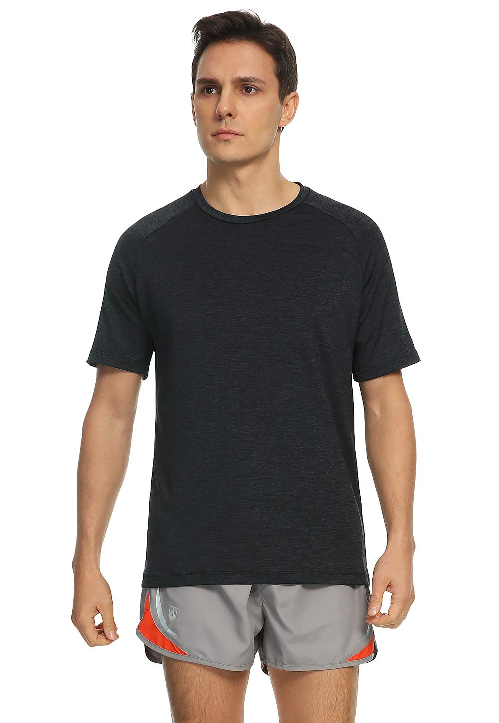 Xelky 4-5 Pack Men's Dry Fit T Shirt Moisture Wicking Athletic Tees Exercise Fitness Activewear Short Sleeves Gym Workout Tops Black/LightGray/LightBlue/Red/DarkBlue L